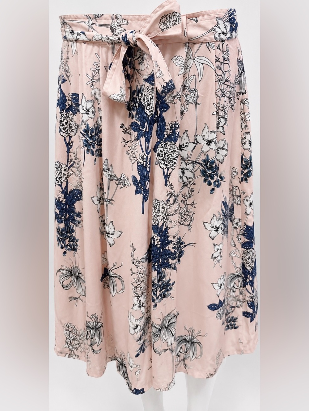 Banana Republic Blush Pink Floral Paperbag Waist Midi Skirt Size S